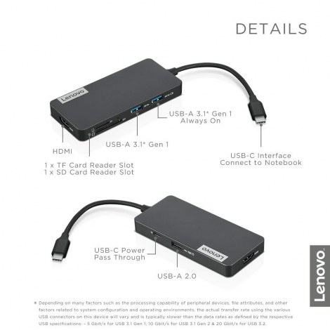 Lenovo | USB-C 7-in-1 Hub | USB Hub | USB 3.0 (3.1 Gen 1) ports quantity 2 | USB 2.0 ports quantity 1 | HDMI ports quantity 1 - 2